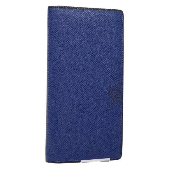 LOUIS VUITTON Taiga Portefeuille Braza Long Wallet Blue - Picture 1 of 15